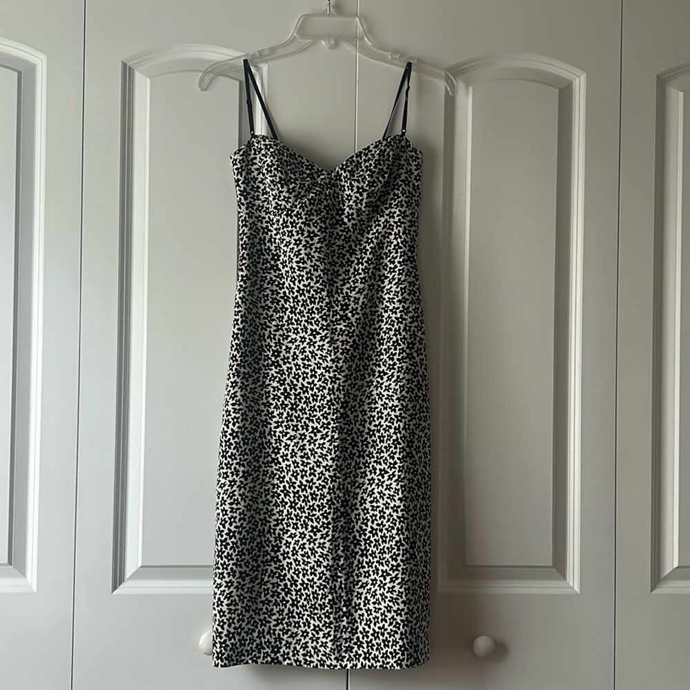 Nicole Miller Black and White Floral Midi Slip Dress